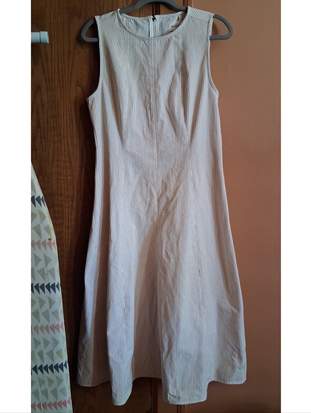 White Denim Dress With Pinstripes